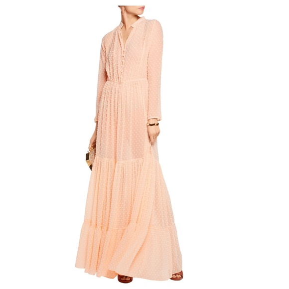 SALONI Dresses & Skirts - Saloni Alexia Swiss-Dot Chiffon Maxi Dress
